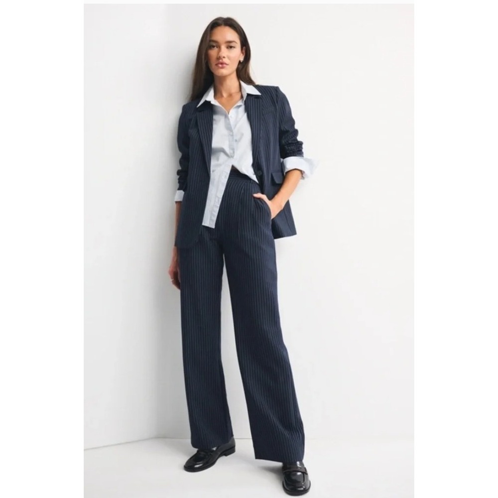 Abercrombie The Sloan Tailored Pants Navy Pinstripe Classic Business Casual